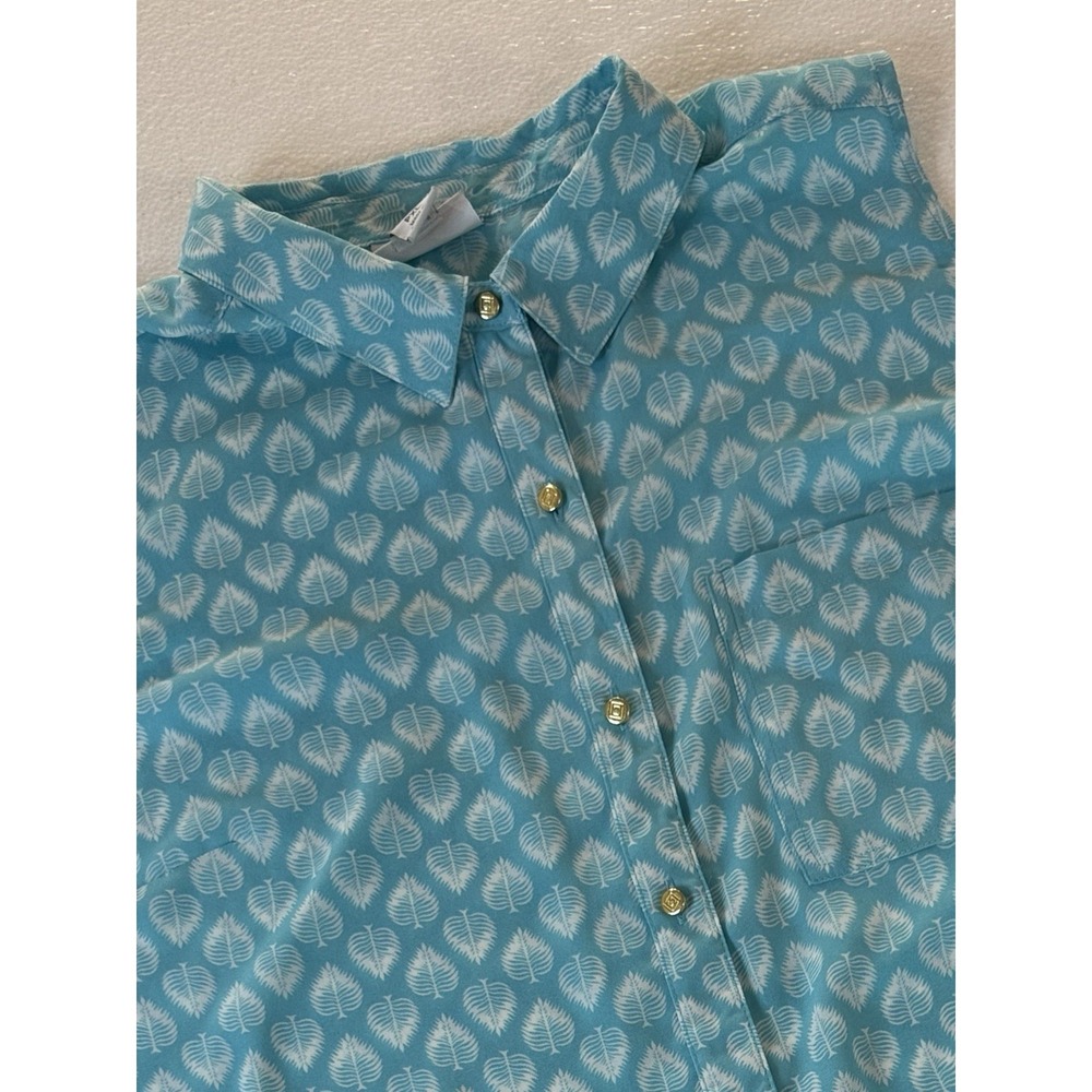 Liz Claiborne Women's PXL Gold Buttoned Sleeveless Button Up Shirt Summer Beachy